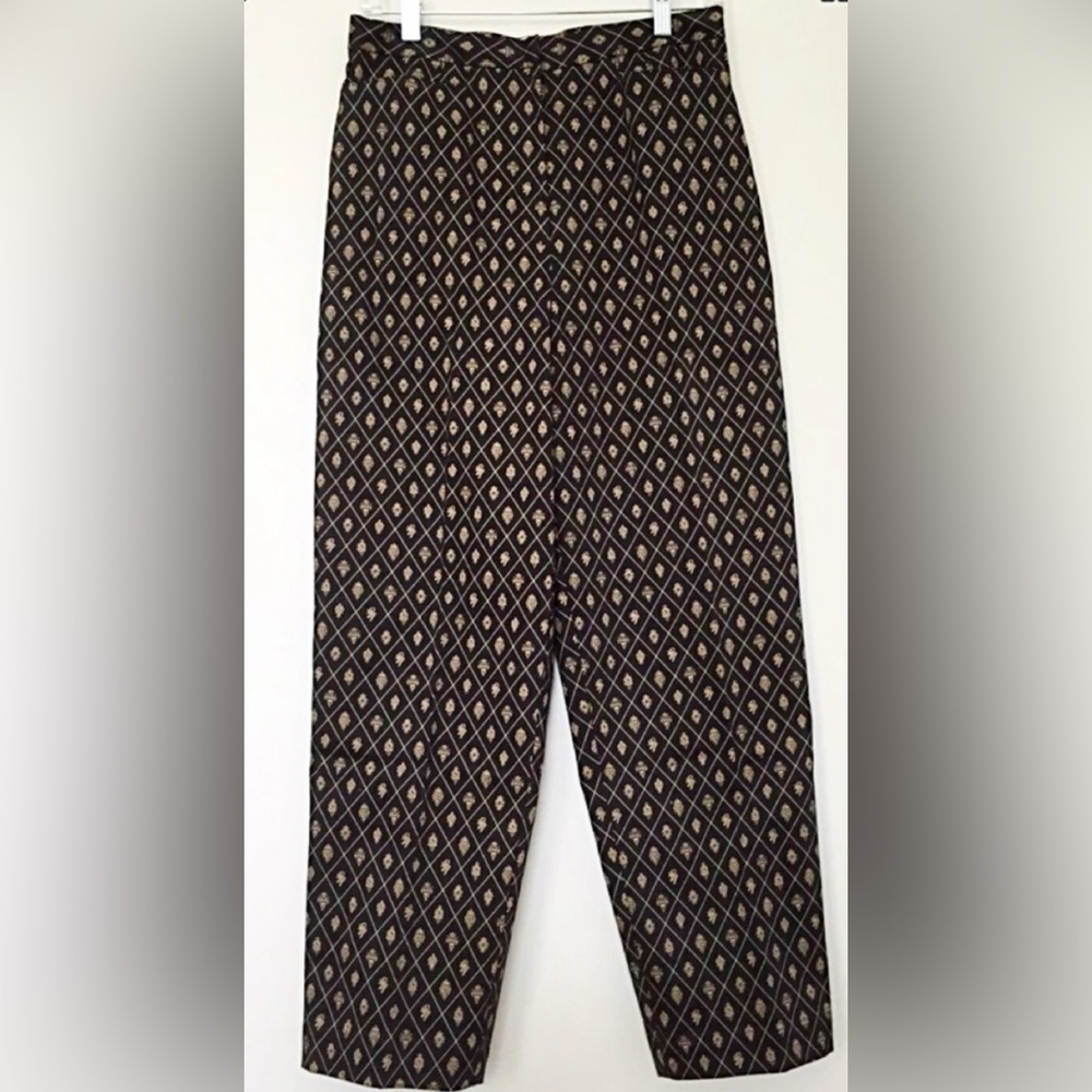 Talbots Black Pants with Tan Diamond Print - Picture 5 of 10